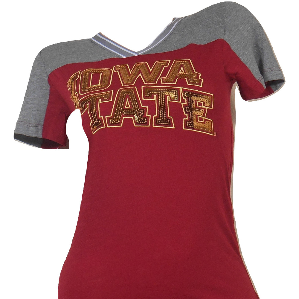 PINK Iowa State CYCLONES Red Gold Sequins BLING XS
